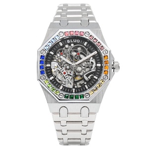 <span class=keywords><strong>Montre</strong></span> <span class=keywords><strong>Homme</strong></span> de Luxe Squelette Creux avec Lunette Diamant Arc-en-ciel, <span class=keywords><strong>Montre</strong></span> Mécanique Automatique - Product Image 5