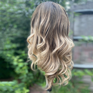 Peluca con encaje frontal sin pegamento, cabello humano 100% HD 13x6, 14 pulgadas, marrón <span class=keywords><strong>oscuro</strong></span>, <span class=keywords><strong>rubio</strong></span> <span class=keywords><strong>ceniza</strong></span>, <span class=keywords><strong>Balayage</strong></span>, ondulado - Product Image 1
