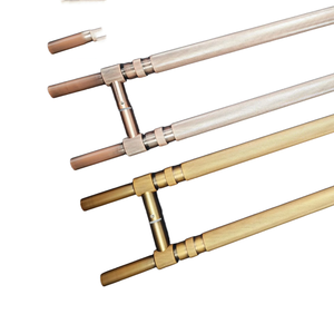 Poignée de porte moderne de luxe en alliage d'aluminium massif, finition bronze satiné <span class=keywords><strong>vert</strong></span>, pour maison et hôtel, avec motifs floraux et barres de porte en bois. - Product Image 5