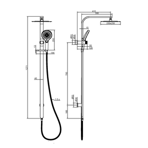 Ensemble de <span class=keywords><strong>douche</strong></span> numérique noir avec affichage numérique, 4 fonctions, robinet de <span class=keywords><strong>baignoire</strong></span> mural avec pommeau de <span class=keywords><strong>douche</strong></span> pluie et douchette à main - Product Image 4