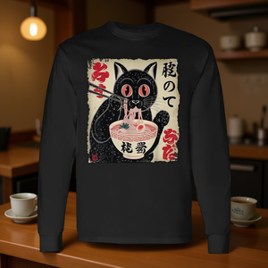 Camiseta de manga larga con estampado de gato Ramen, estilo japonés Kawaii Anime Cat - Product Image 3