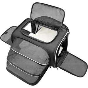 Handheld <b>Pet</b> <b>Carrier</b> Bag - Expandable Dual Compartment for Cats & Small <b>Pets</b> - Product Image 4