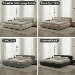<span class=keywords><strong>Letto</strong></span> Moderno Minimalista Imbottito in Bouclé, <span class=keywords><strong>Letto</strong></span> a Piattaforma in Tessuto Teddy con Testiera Morbida per <span class=keywords><strong>Hotel</strong></span> e Appartamenti - Product Image 3