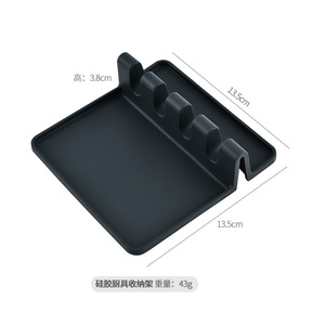 Support de rangement en silicone pour ustensiles de cuisine et tapis de cuisson avec compartiments pour cuillères et spatules - Product Image 4