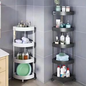 Étagère d'<span class=keywords><strong>angle</strong></span> triangulaire multi-niveaux pour salle de bain, cuisine, salon, chambre – Idéale pour ranger aliments, collations et livres - Product Image 2