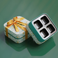 Boîte cadeau en chocolat rigide de luxe personnalisée avec ruban et insert à 4 compartiments, boîte d'emballage pour bonbons floraux