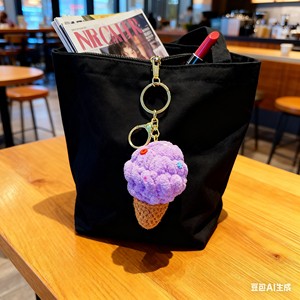 Handmade Crochet Kẹo Bông Móc Khóa Tùy Chỉnh Logo Đầy Màu Sắc Dây Móc Khóa Cho Túi Trang Trí Và Quà Tặng - Product Image 2