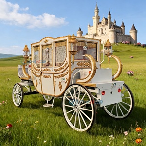 Calèche royale électrique blanche dorée pour mariage et visites touristiques - Product Image 6