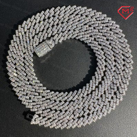 Usine en gros Miami chaîne à maillons cubains 5MM Baguette coupe glacé 925 argent Vvs Moissanite chaîne à maillons cubains