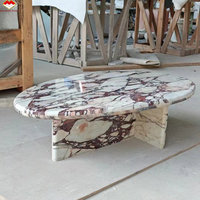 Table basse et table d'appoint en marbre Calacatta Viola poli moderne, provenance Italie, pour salon intérieur