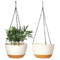 Pot de fleur suspendu deux en un avec trou d'eau Plateau amovible à fond de chaîne triangulaire auto-arrosant-pour usage intérieur/extérieur