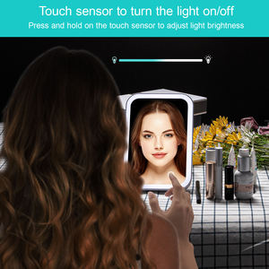 CFキックスタンド付き3色調光化粧鏡、携帯用バニティミラー、タッチスクリーンLEDライト付きメイクアップミラー - Product Image 6