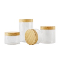 Pot de rangement rond en plastique vide haute capacité avec couvercle imitation bambou pour masque capillaire et lotion corporelle