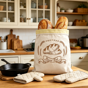 Sac à pain en coton réutilisable en cire d'abeille pour marque privée, sac <span class=keywords><strong>de</strong></span> conservation pour pain au levain, sacs <span class=keywords><strong>de</strong></span> courses en toile imprimés sur mesure 33*43CM - Product Image 4