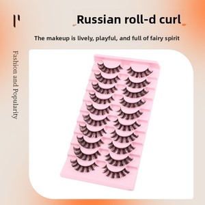 <span class=keywords><strong>Faux</strong></span> <span class=keywords><strong>cils</strong></span> russes faits à la main, <span class=keywords><strong>effet</strong></span> 3D, lot de 10 paires, en cheveux synthétiques, réutilisables, épais aux extrémités, recourbés - Product Image 4