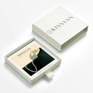 KissYan kalung liontin huruf inisial perhiasan rantai Figaro A-Z huruf huruf huruf huruf Monogram Modal persegi berlapis emas 14K untuk pria wanita - Product Image 6