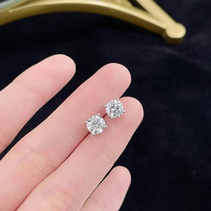 <span class=keywords><strong>Pendientes</strong></span> de Oro Blanco de 18K con Diamantes Cultivados en Laboratorio, Corte Brillante Redondo, Doble Cuatro Puntas, Certificados por IGI para Mujer - Product Image 3
