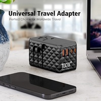 Adaptador de Viaje Universal Internacional Worldplug con Estándar para EE. UU., Australia, Reino Unido y UE, 10 A, 4 Tomas de Corriente, 2 Puertos USB Tipo C