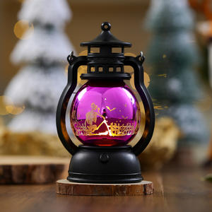 クリエイティブなハロウィン用吊り下げ式LEDパンプキン人形飾り、小型プラスチック製レトロオイルランプ、屋内用、12.5x7.7cm、レタープレス印刷 - Product Image 5