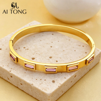 Pulseras de Acero Inoxidable con Baño de Oro PVD de 18K, Resistentes al Agua, con Circonitas Brillantes, Joyería de Moda para Mujer, Regalo para Chicas, Fiesta