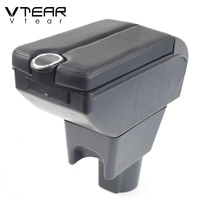 Vtear Boîte de rangement d'accoudoir avant en cuir PU ABS avec porte-gobelet USB, accessoires intérieurs pour Renault Dacia Duster 2010-2022