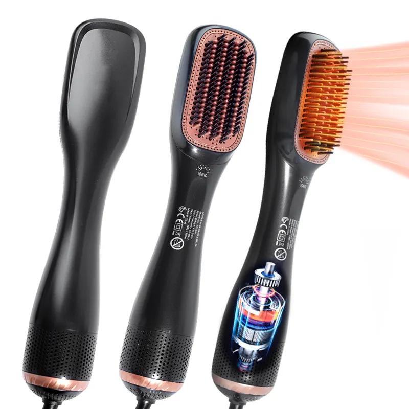 Escova de cabelo 1200w para enrolar o cabelo, alisador de cabelo profissional personalizado, 3 em 1 escova de ar