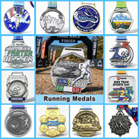 Medali Antik Perak Bentuk Khusus OEM ODM 3D Embossed Custom untuk Penghargaan Lomba Lari Marathon Virtual dengan Pita
