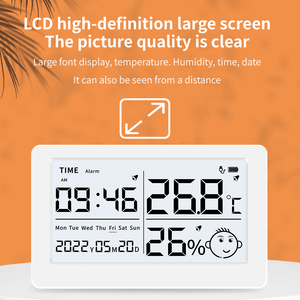 ميزان حرارة رقمي منزلي بشحن USB مع ساعة ومقياس رطوبة يعمل ببطارية بلاستيكية مقياس رطوبة OEM قابل للتخصيص - Product Image 3