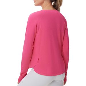 Haut de yoga à manches longues pour femme FOXA, col rond, avec trous pour les pouces, respirant, en spandex et polyester, pour l'entraînement sportif - Product Image 1
