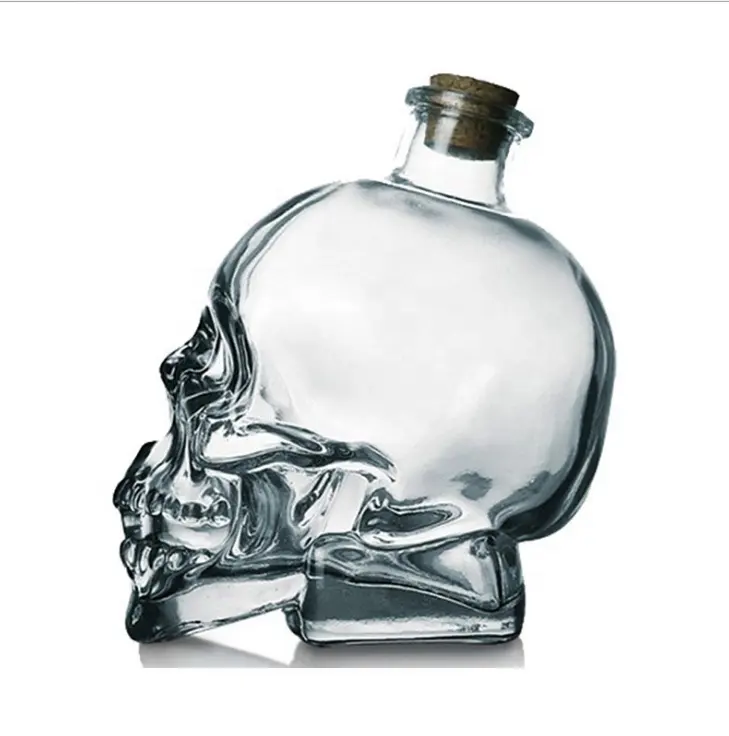 زجاجة على شكل جمجمة إبداعية زجاجة مشروبات كحولية فارغة زجاجة على شكل جمجمة زجاجة ويسكي من المصنع بسعر الجملة