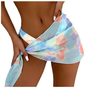 Bikini d'été Bikini sexy à taille haute pour femmes Bikini imprimé tie-dye Maillot de bain Beachwear Foulard en soie <span class=keywords><strong>Jupe</strong></span> smock en maille - Product Image 3