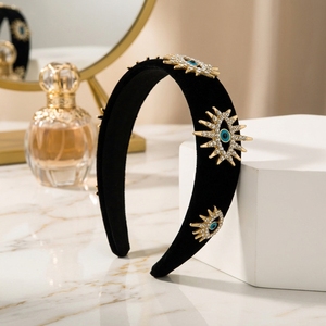 Serre-têtes de luxe vintage faits à la main, écologiques, en cristal, avec strass de qualité supérieure, style turc Nazar Boncuk haut de gamme - Product Image 5