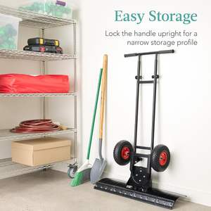 Pelle à neige en acier robuste de 36 pouces chariot d'allée avec roues poignée réglable lame coudée neige efficace - Product Image 6