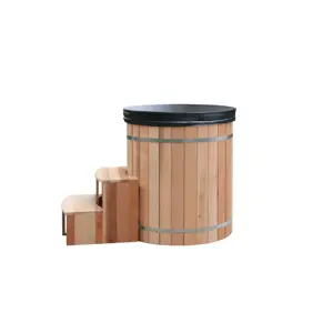 Keya Manufacture 26years Sauna Outdoor Hot Soaking Bathtub Barrel Red Cedar Wooden Hot Spa Tub For 1-2 person