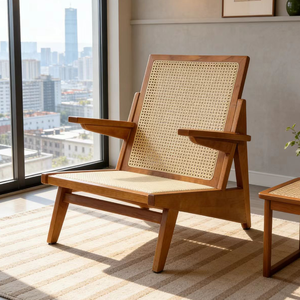 Fauteuil de salon en <span class=keywords><strong>rotin</strong></span> en bois massif de style nordique moderne, meubles de maison, balcon, fauteuil inclinable à accoudoir unique, fauteuil de détente - Product Image 3