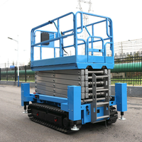 Plateforme de travail élévatrice électrique automotrice 6-18m, à batterie, hydraulique, mobile, sur chenilles, pour extérieur, type ciseaux