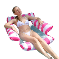 Flotador de Piscina Plegable de Plástico, Silla de Agua de Cuatro Tubos, Hamaca Inflable para Nadar, Colchón Flotante, Éxito de Ventas de Verano