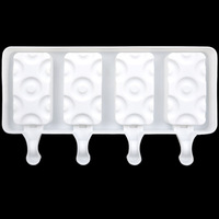 Moule à glace et à sucettes glacées 4 cavités Grands cercles Silicone de qualité alimentaire Écologique Démoulage facile Outils de fabrication de glace d'été Sac OPP