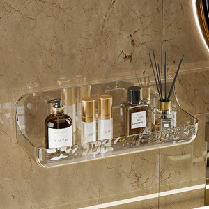 Acrylic Bathroom Shelf Wall Mounted Cosmetic Storage Rack Rectangular Durable Corner Mount 8-11.9in Depth - Product Image 3