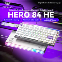 Clavier de jeu mécanique filaire AULA HERO84 avec axe magnétique, RGB, plastique, Type-C, programmable, haute performance, RT0.01