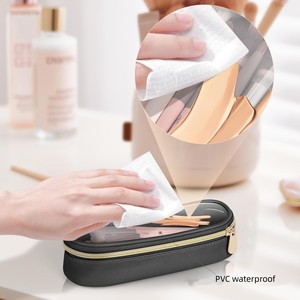 Sac de <span class=keywords><strong>voyage</strong></span> en cuir PU personnalisé avec logo, étui de rangement cosmétique transparent en PVC imperméable avec fermeture éclair <span class=keywords><strong>pour</strong></span> articles de toilette - Product Image 5