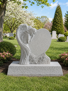 G635 Granite Angel Design Hand Carved Headstone Polished Surface Traditional Style Outdoor Use - Product Image 1