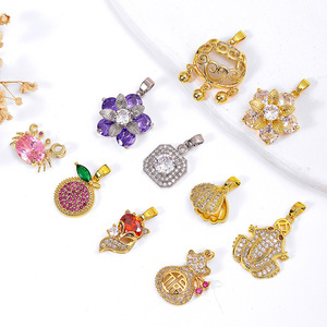 Accesorios de circonita chapados en oro de 18k que conservan el color, dijes de la suerte, colgantes de zorro y bolsa de la suerte, collares DIY, pendientes y otros. - Product Image 1