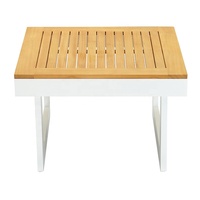 Meubles de patio de luxe avec cadre en aluminium blanc Table basse carrée de jardin en bois de teck