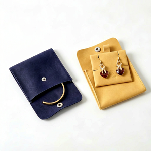 Custom Recyclable Square Velvet Jewelry Pouch Gift Box Sets Wholesale Button Snap Closure Embossed Logo Eco‑friendly Packaging - Product Image 1