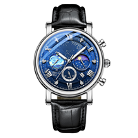 Montre de luxe pour homme à quartz, phase de lune, chronographe lumineux, calendrier, cadran à aiguilles 44 mm, style professionnel, résistante à l'eau