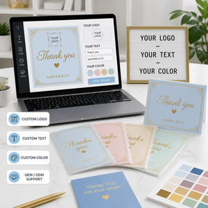 Ensemble de cartes personnalisées stratifiées de remerciement <span class=keywords><strong>et</strong></span> après-vente avec impression numérique sur papier couché, faible MOQ, cartes d'insertion pour boutique <span class=keywords><strong>en</strong></span> <span class=keywords><strong>ligne</strong></span> - Product Image 4