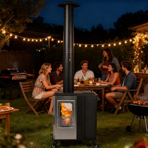 Chauffage à granulés d'extérieur, chauffage à granulés mobile portable pour patio, cour, camping, espace de vie en plein air - Product Image 3