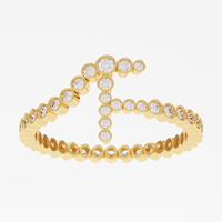 FUAMAY Bagues de phalange personnalisées pour femme en argent S925 plaqué or 18K, serties pavé avec initiales alphabétiques A B C D S H 26 A-Z
