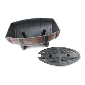 Jardinería creativa de plástico de imitación de <span class=keywords><strong>madera</strong></span>, maceta de flores de medio barril - Product Image 4